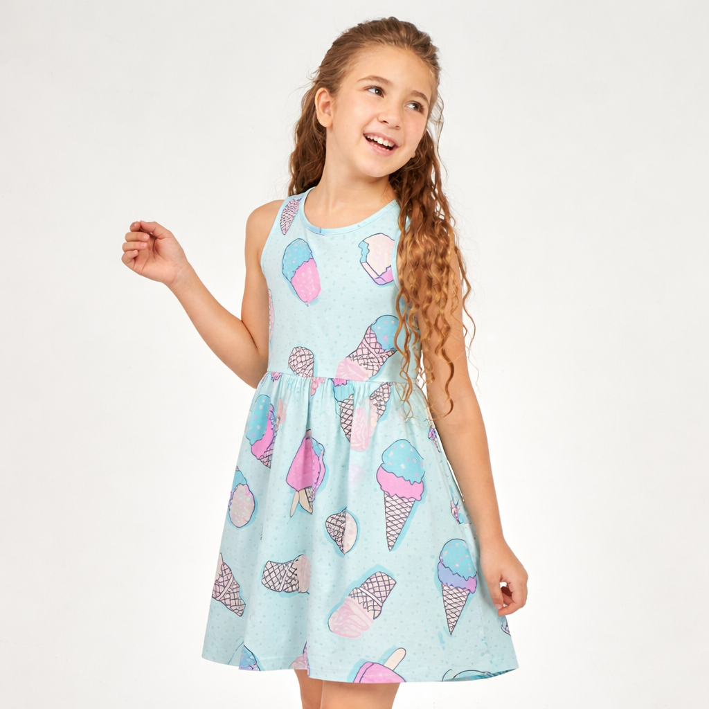 Girls Cotton Printed Dress