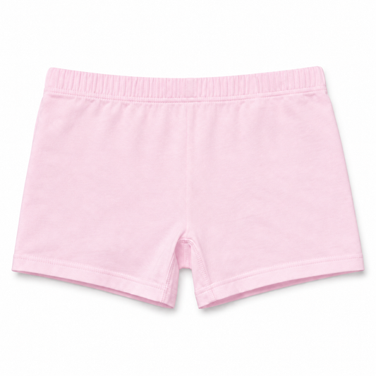 Light pink cotton briefs with an elastic waistband, photographed flat against a white background.