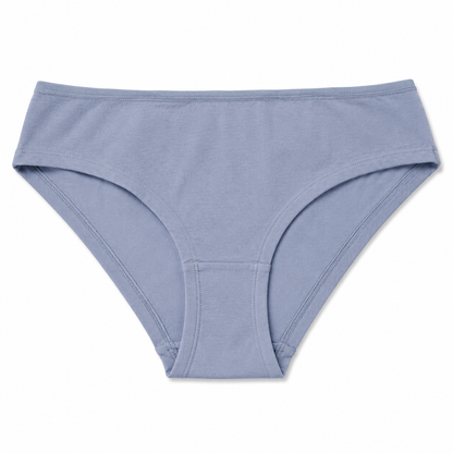 A pair of women's seamless underwear in a dusty light blue color, shown flat against a plain white background.