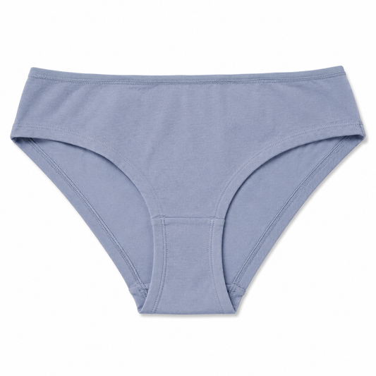 A pair of women's seamless underwear in a dusty light blue color, shown flat against a plain white background.