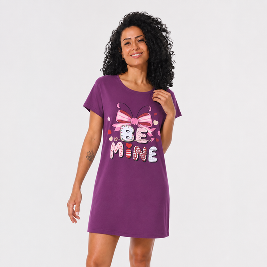 Womens Printed Short Sleeve Sleeping Dress