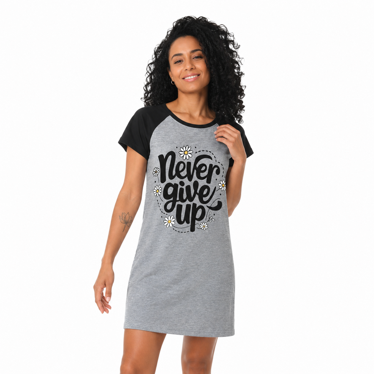 Womens Printed Short Sleeve Sleeping Dress