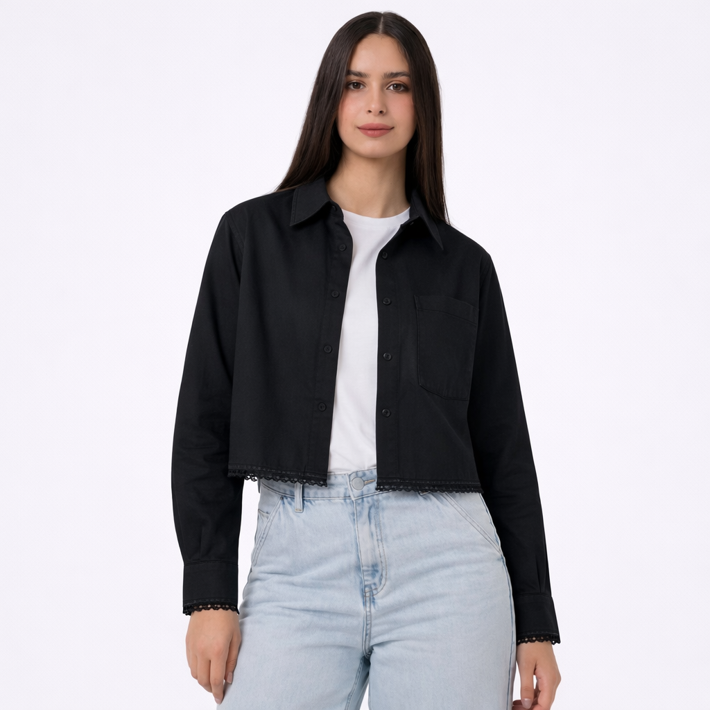 Women's cropped shirt casual fashion top