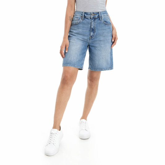women denim shorts front view