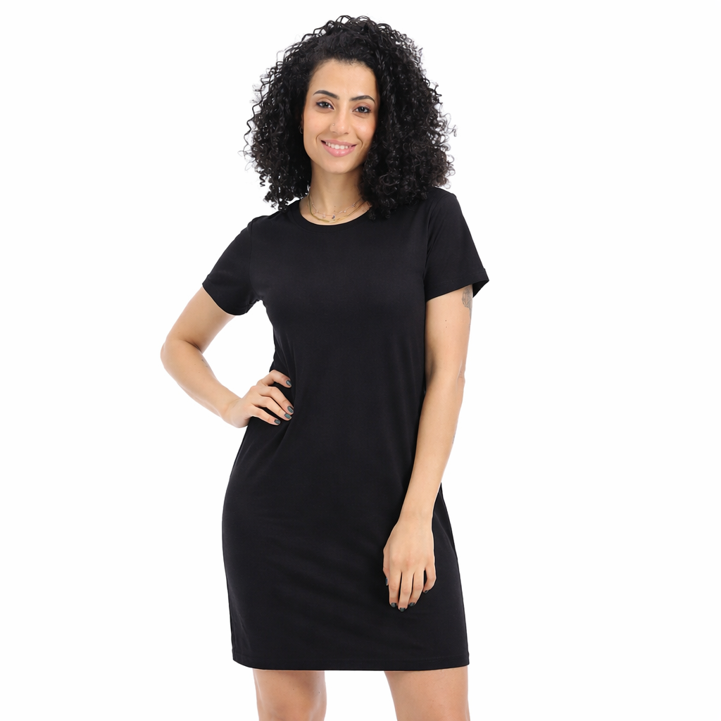 women ribbed short sleeve dress front