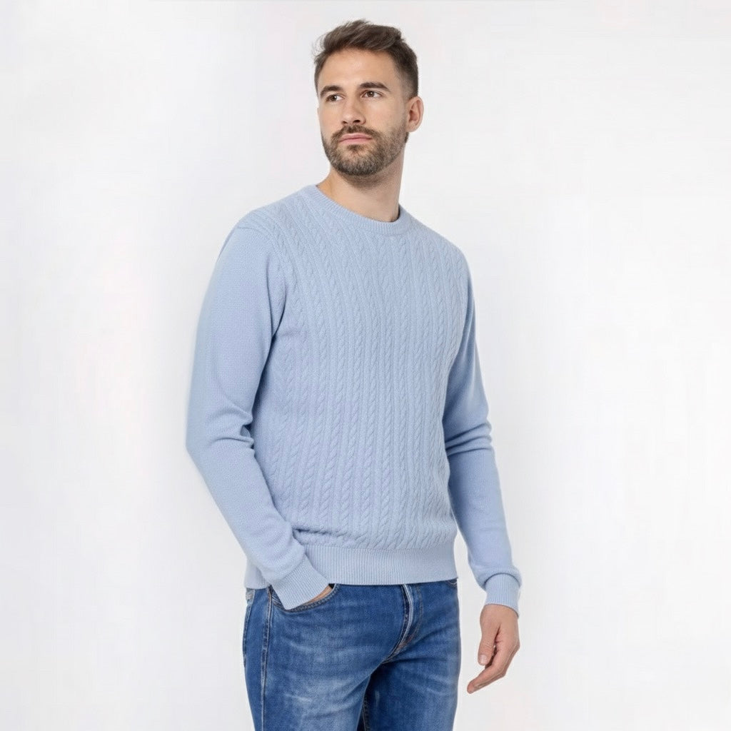 Mens Crewneck Cable Knit Sweater