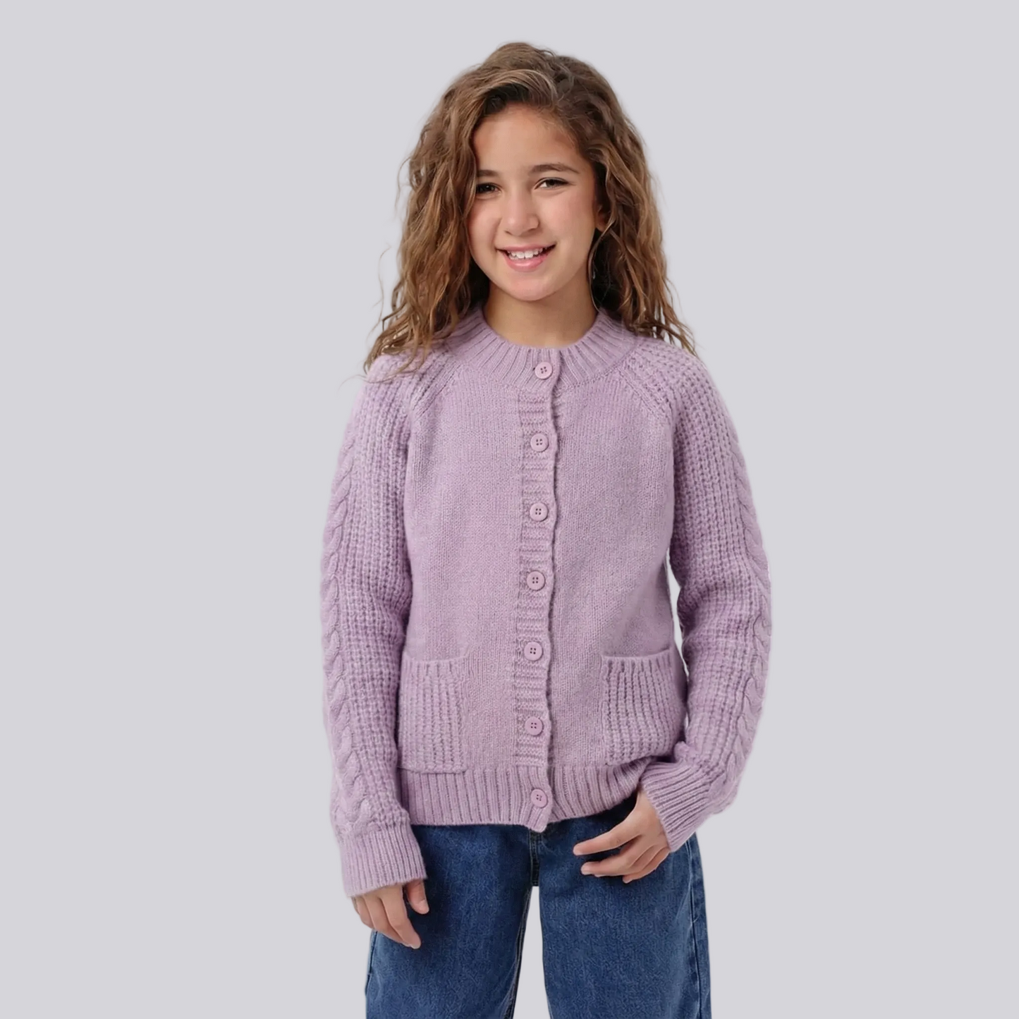 Girls Button-Up Knit Cardigan