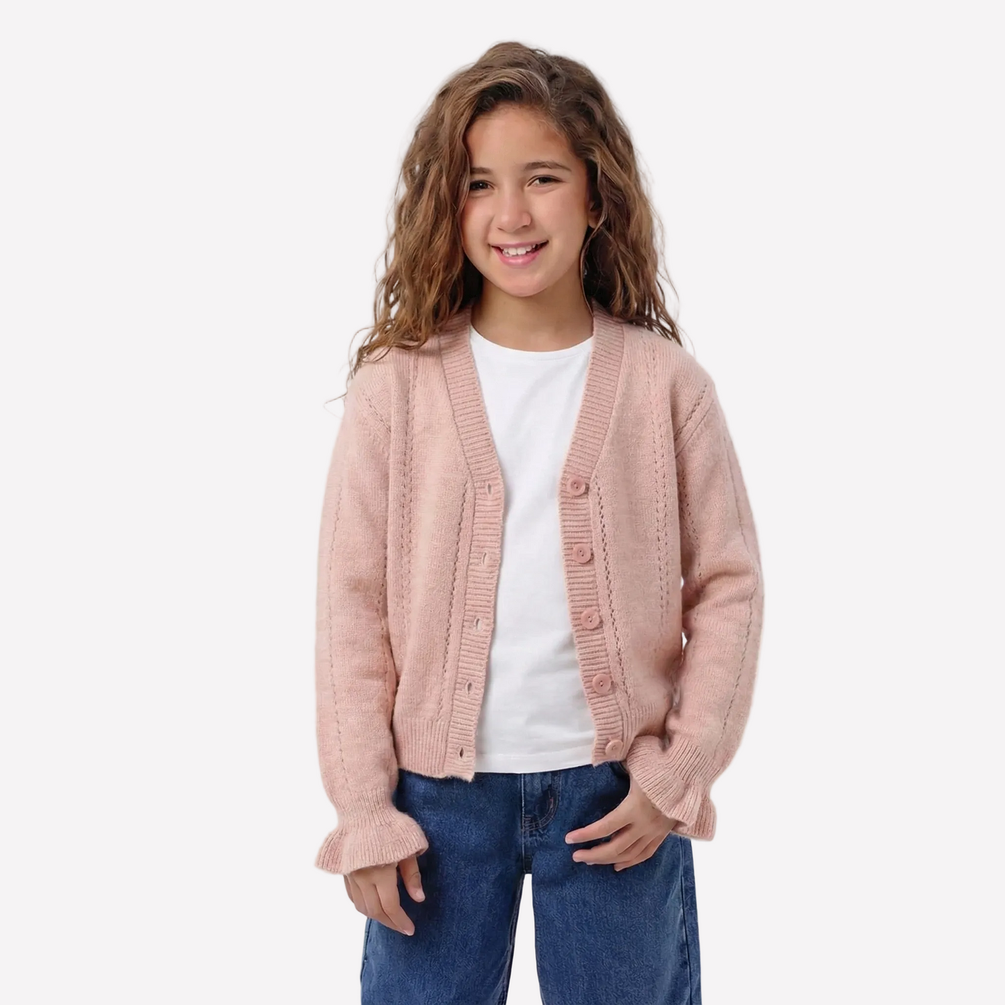 Girls Button-Up Knit Cardigan