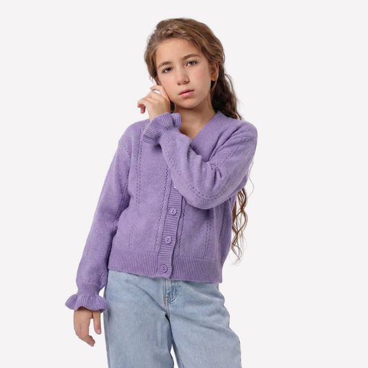 Girls Button-Up Knit Cardigan