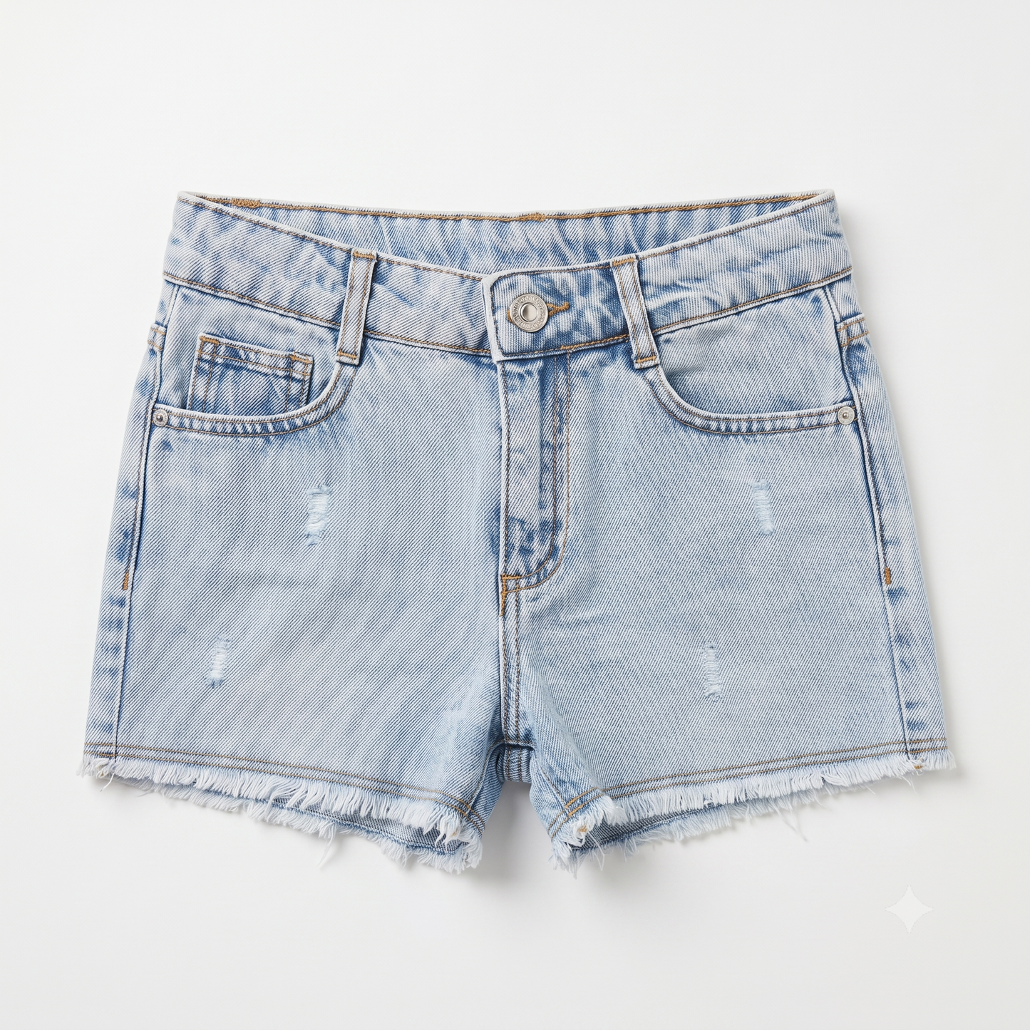 Girls Denim Shorts with Frayed Hem