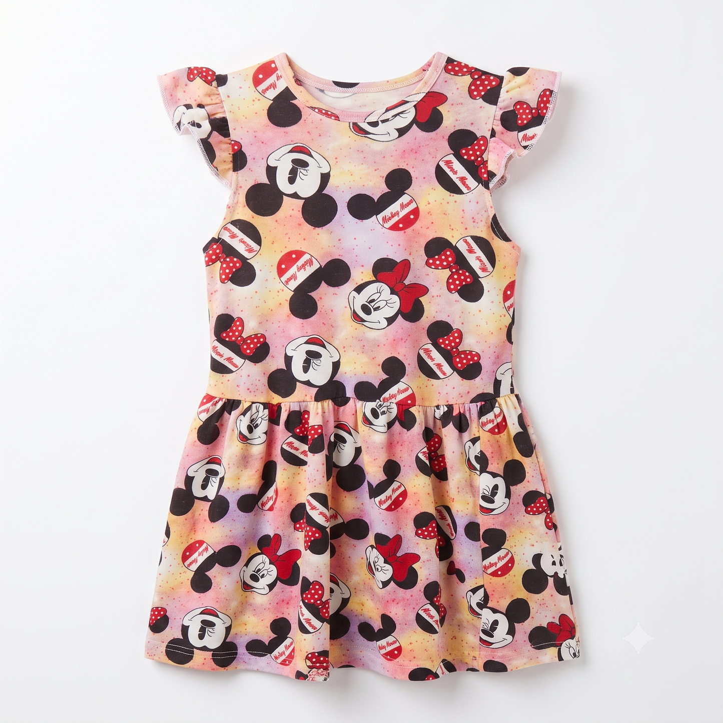 Girls Printed Flutter Sleeve Dress