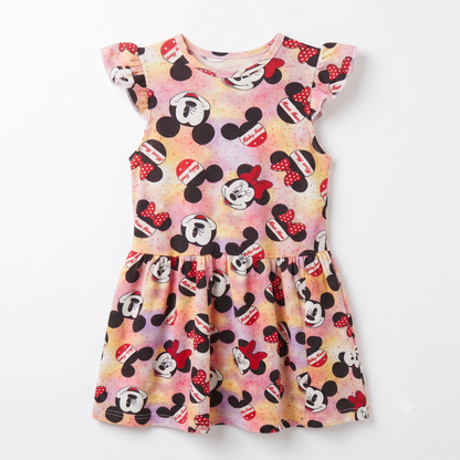 Girls Printed Flutter Sleeve Dress