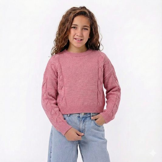 Girls Crew Neck Knit Sweater