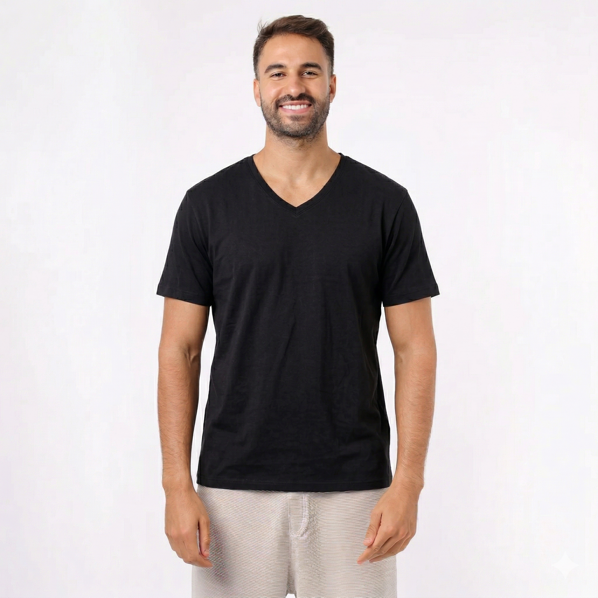 mens basic v neck cotton t shirt casual everyday tee front view