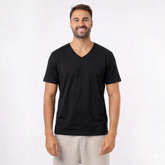 mens basic v neck cotton t shirt casual everyday tee front view
