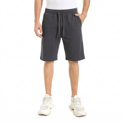 men dark grey cotton sweat shorts casual summer shorts front view