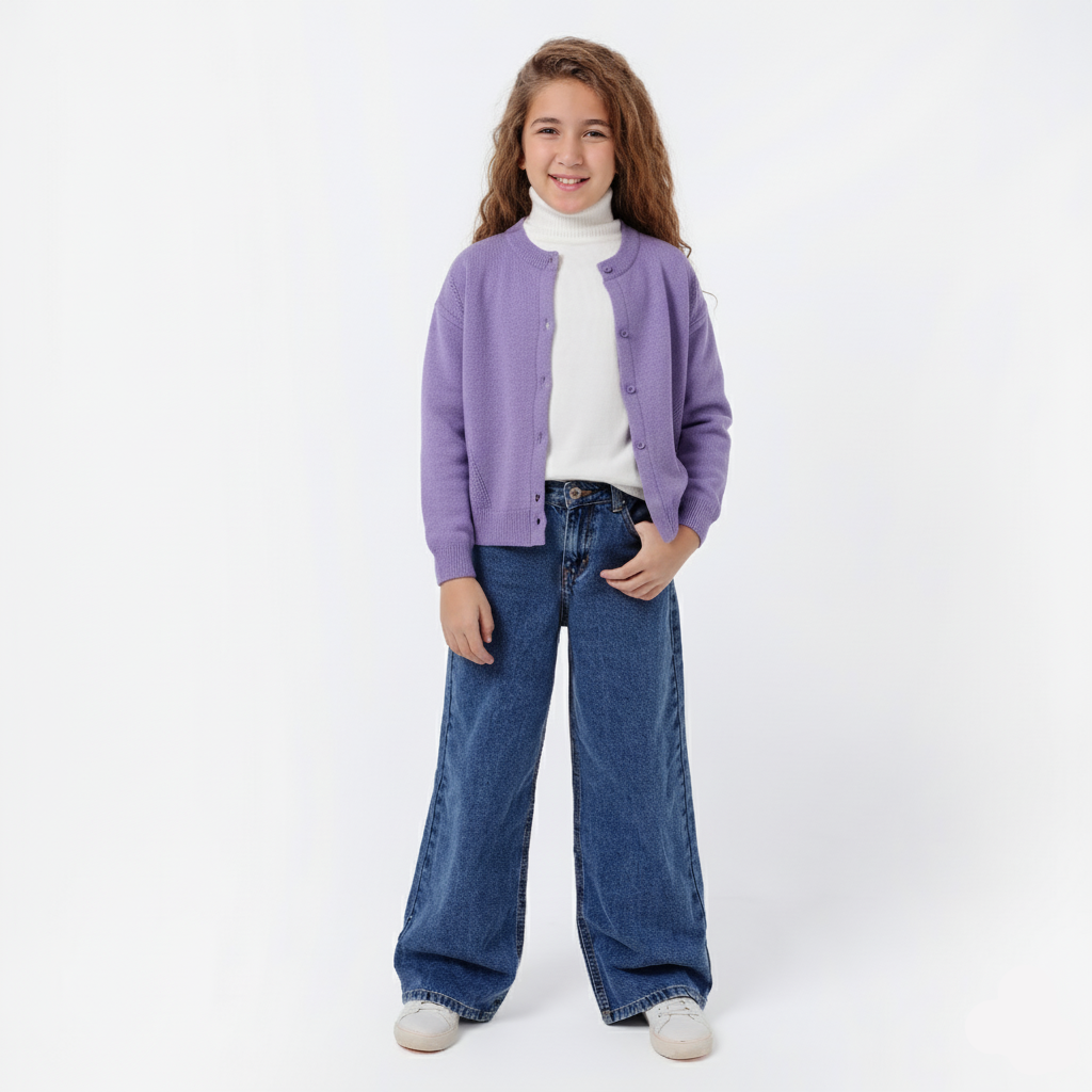 سترة كاردigan محبوكة بأزرار للفتيات