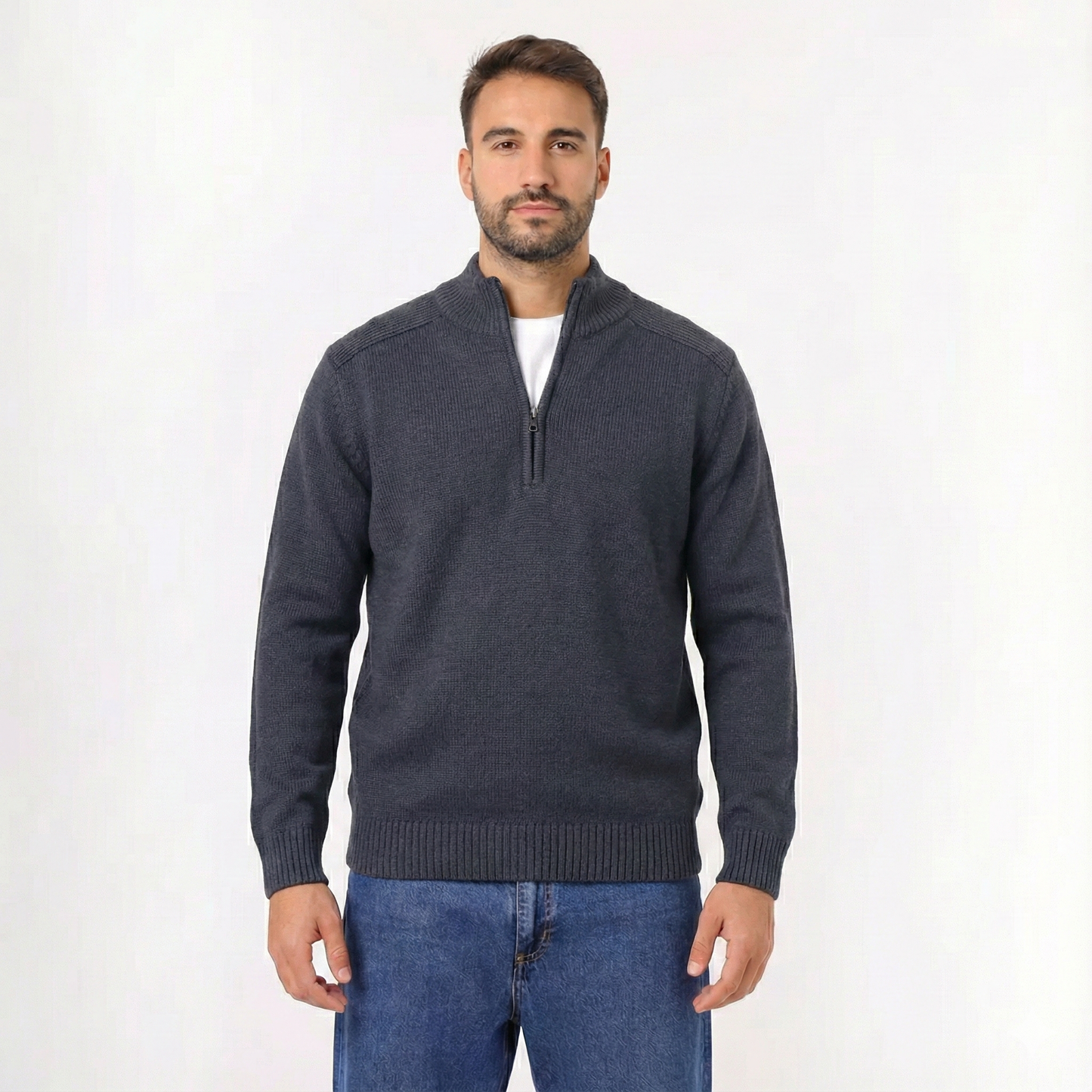 Men's Half Zip Cable Knit Sweater