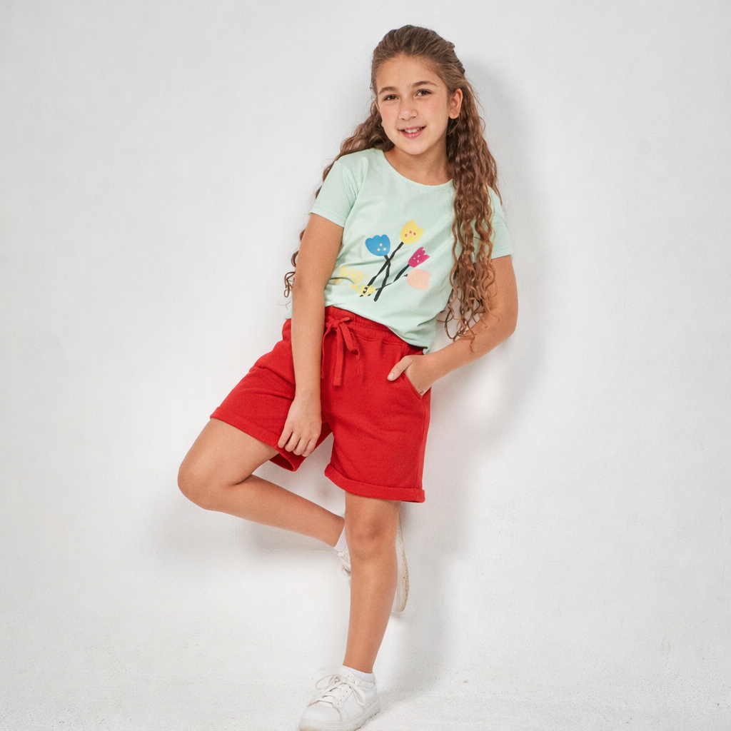 Girls melton plain shorts