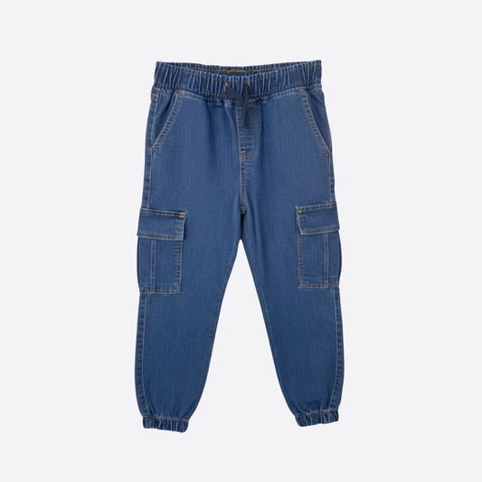 Boys Denim Cargo Jogger Pants