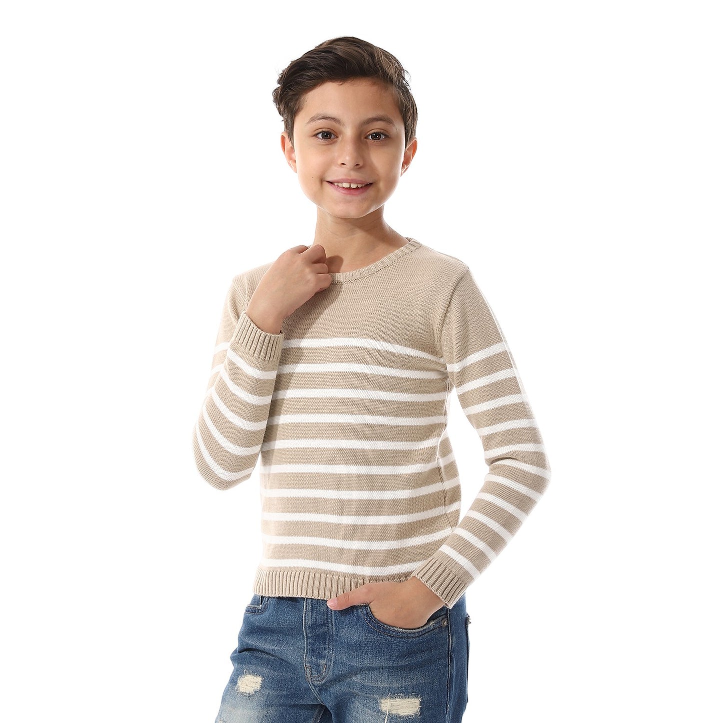 Boys Striped Crew Neck Pullover