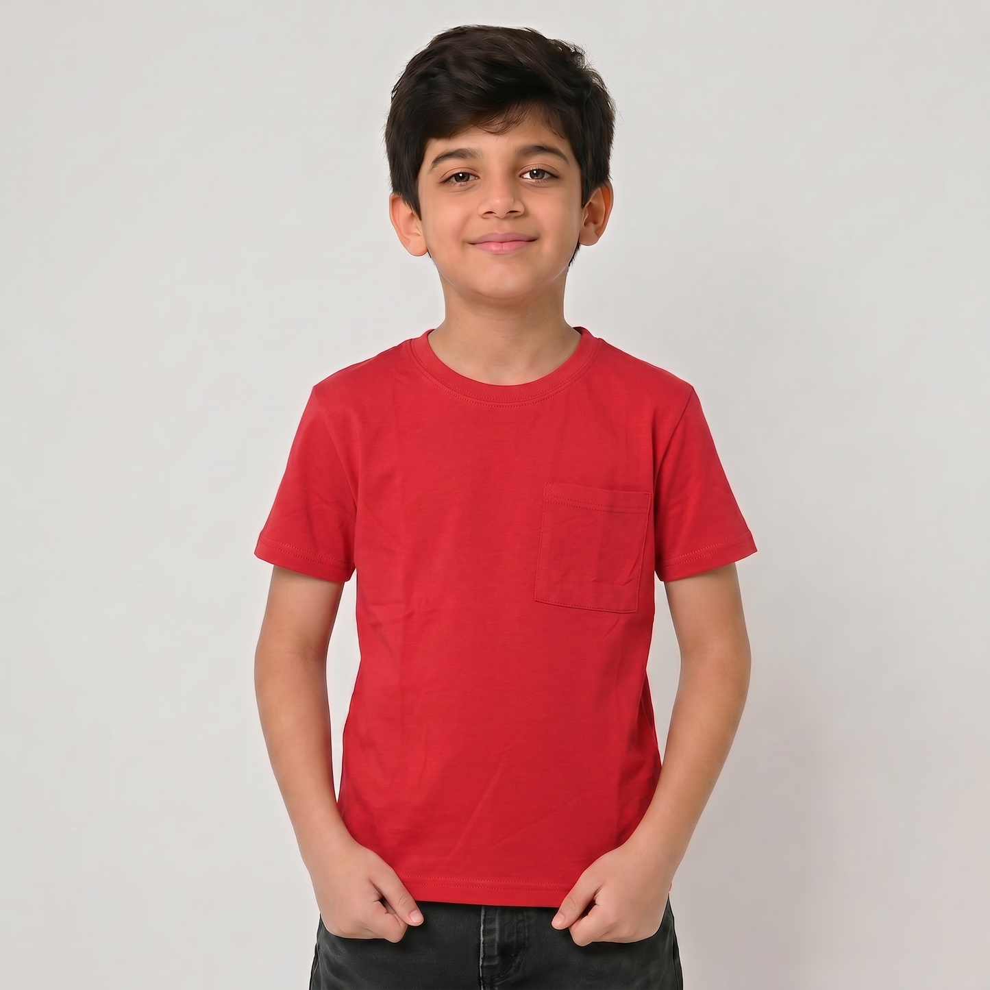Boys Plain T-Shirt with Pocket