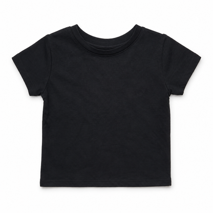 Girls plain black short sleeve T-shirt