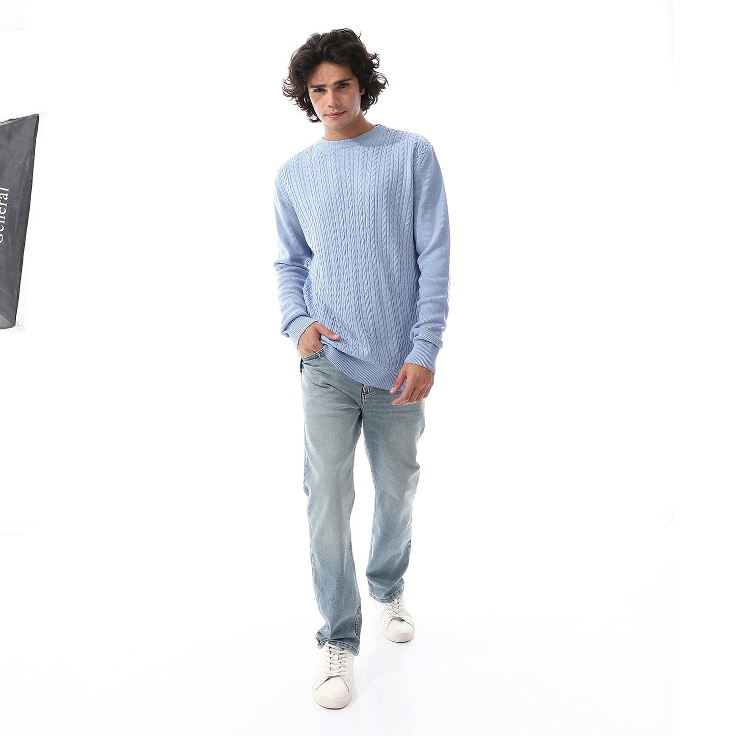 Mens Crewneck Cable Knit Sweater