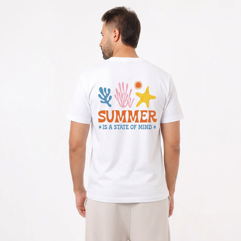 mens cotton summer graphic printed t shirt casual tee back view