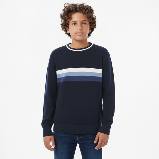 Boys Striped Crew Neck Pullover
