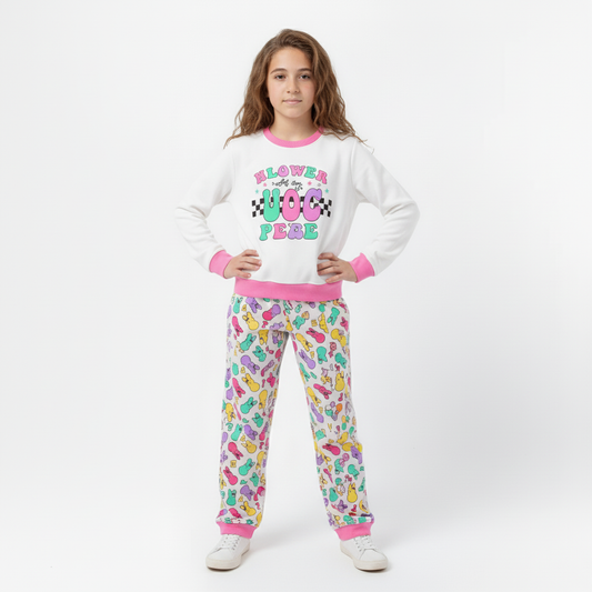 بيجامة قطنية مطبوعة للفتيات