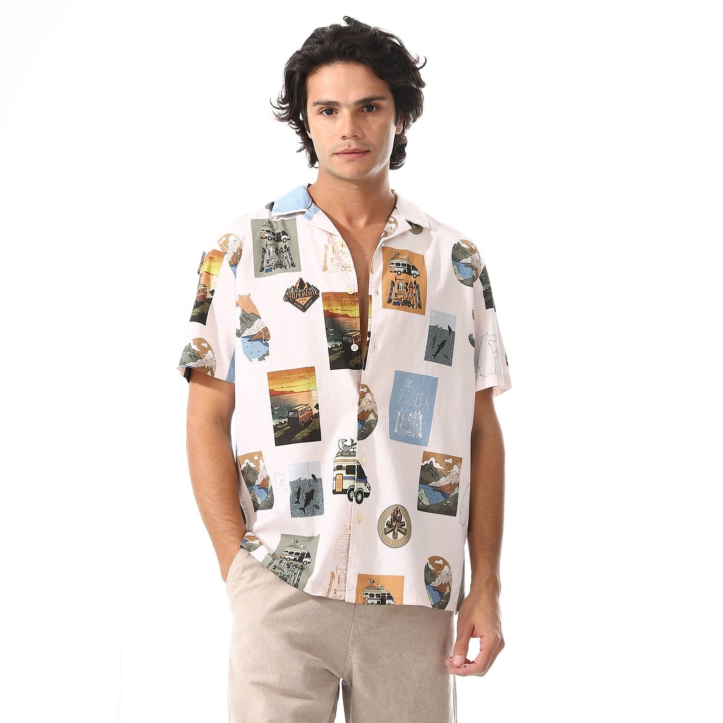 Men's Relaxed Fit Short Sleeve Printed Shirt