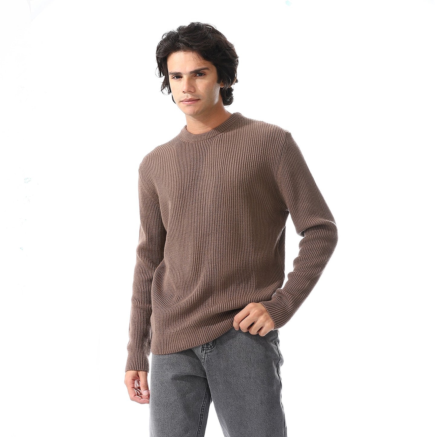 Mens Crewneck Cable Knit Sweater