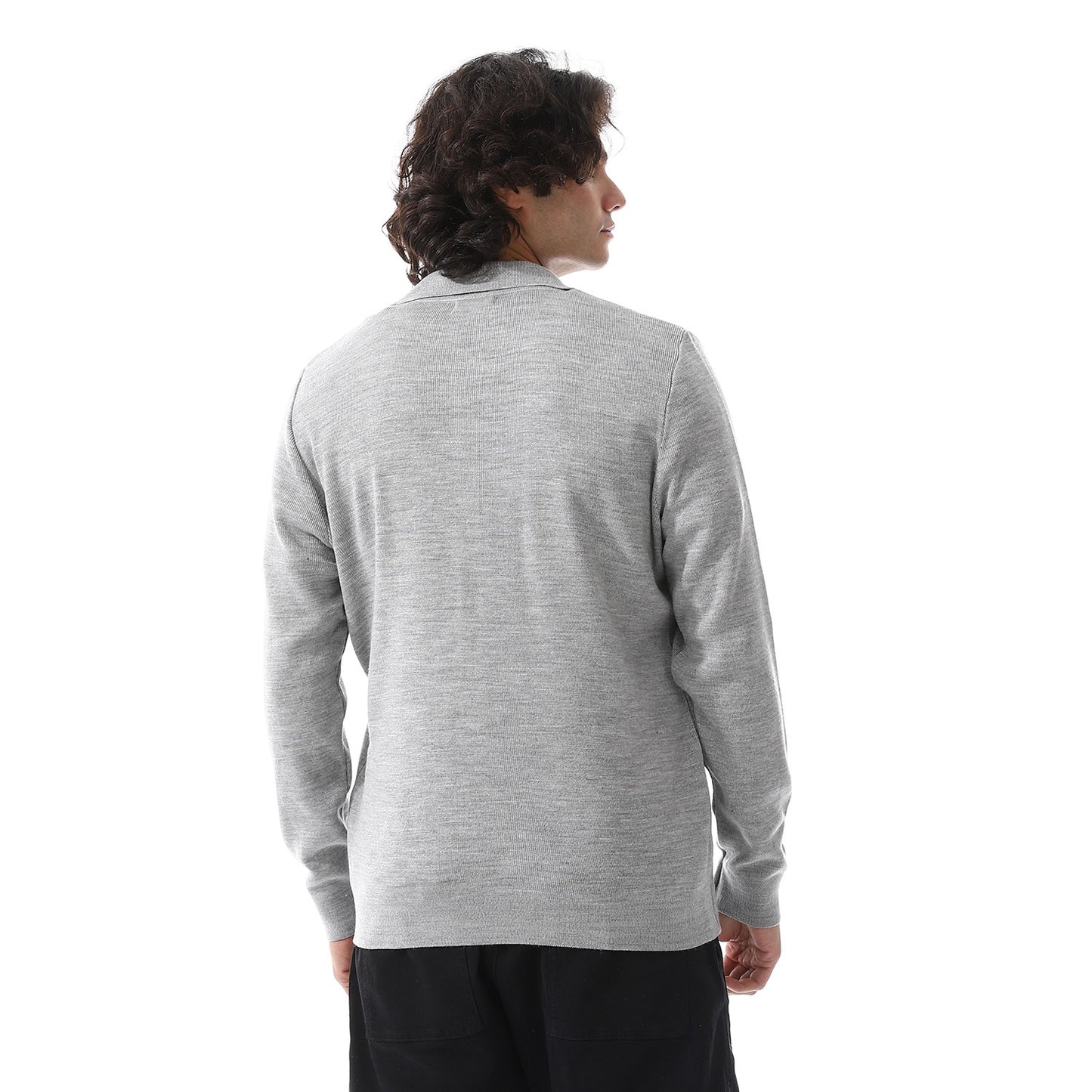 Men Wool Zip-Up Knit Cardigan