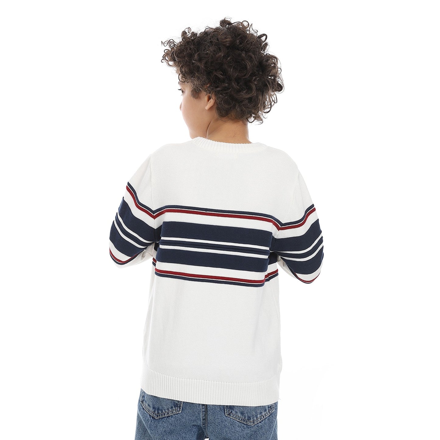 Boys Striped Crew Neck Pullover