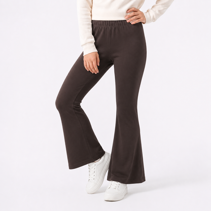 Girls Cotton Flare Pants - Brown