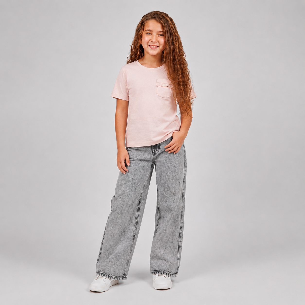 Girls’ rose short-sleeve pocket T-shirt – Item 26991497