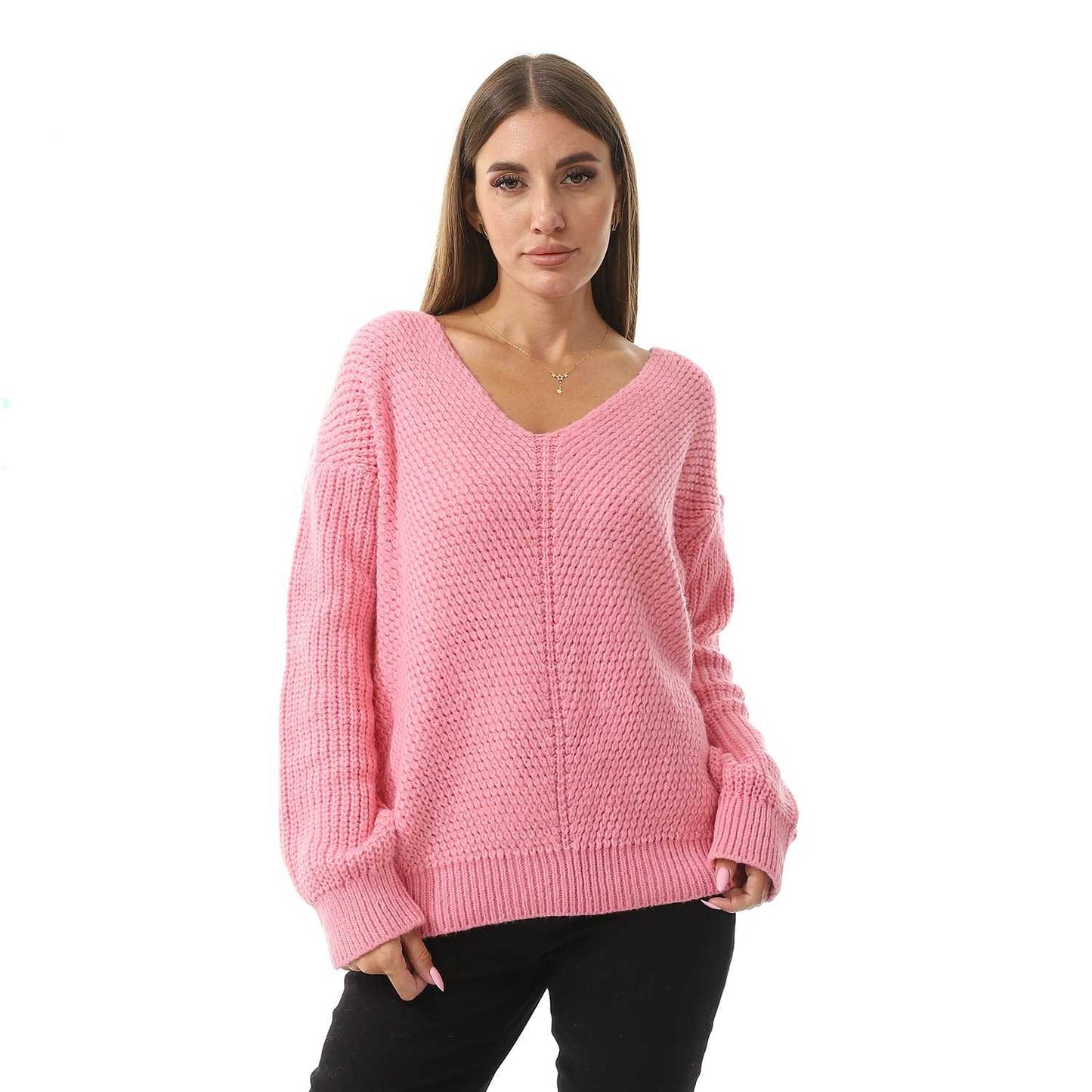 Women's Knited Wide V Neck Pullover