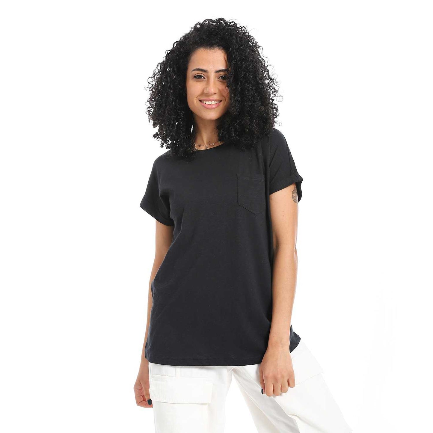 Women's Round Neck Cotton Plain T-Shirt