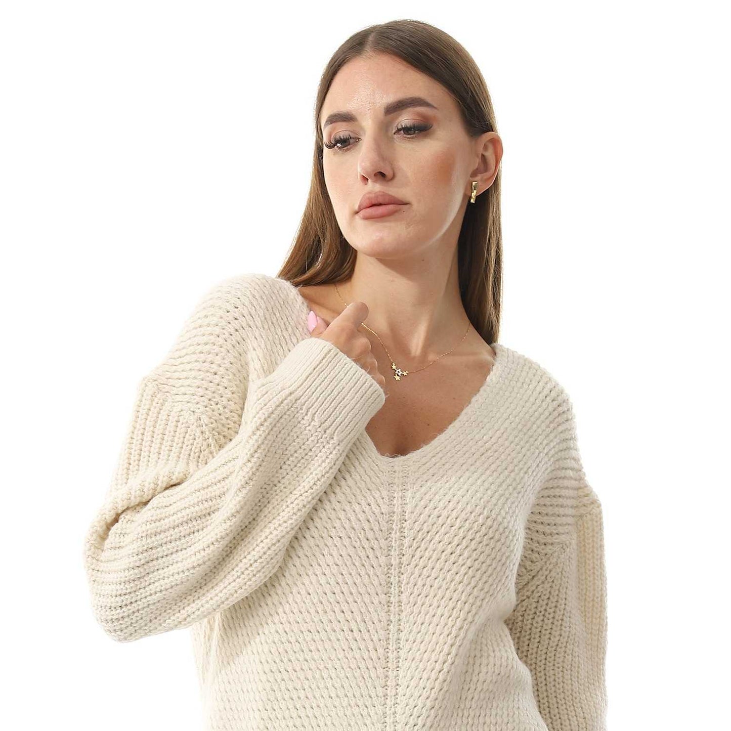Women's Knited Wide V Neck Pullover