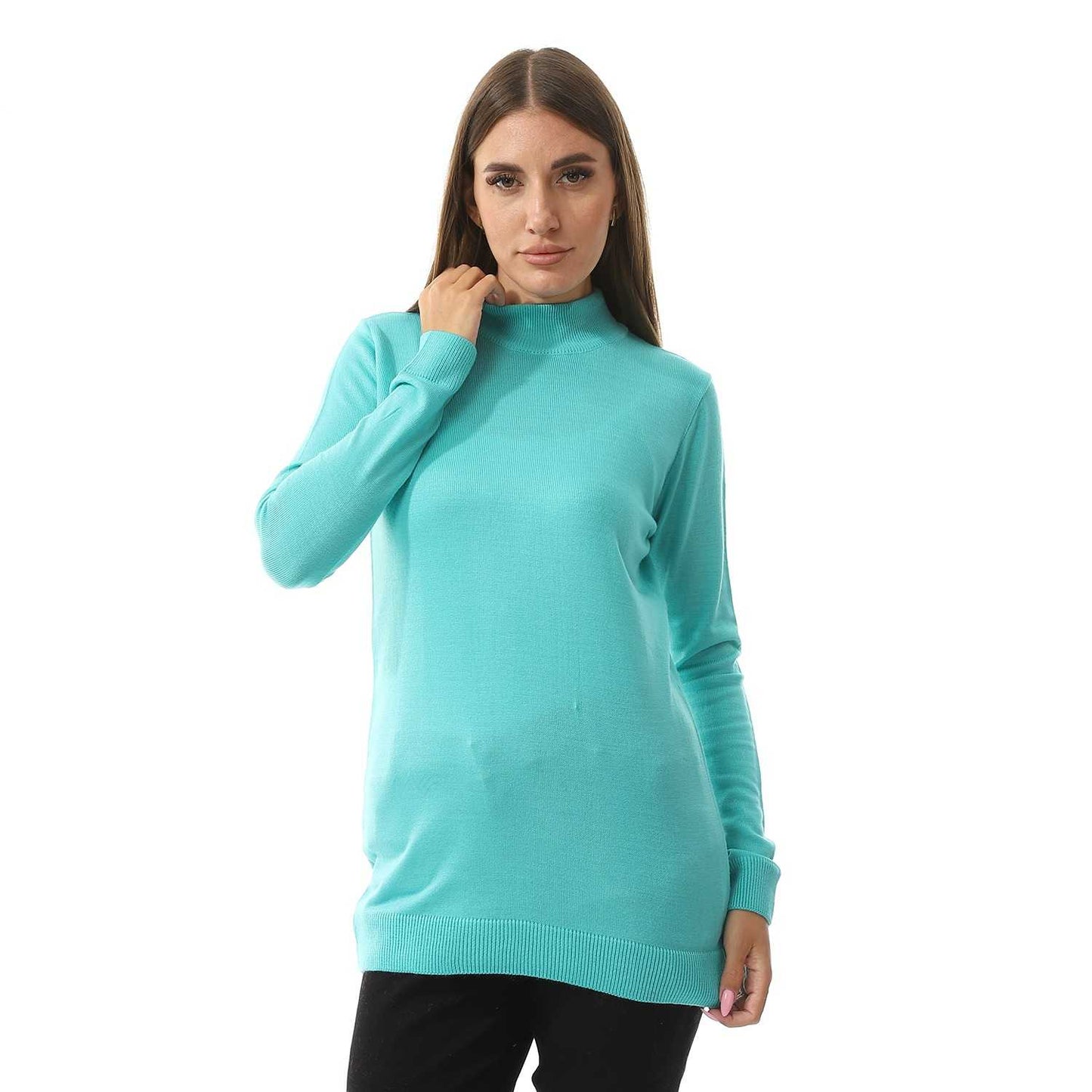 Women's Plain Crop Turtle Neck Pullover