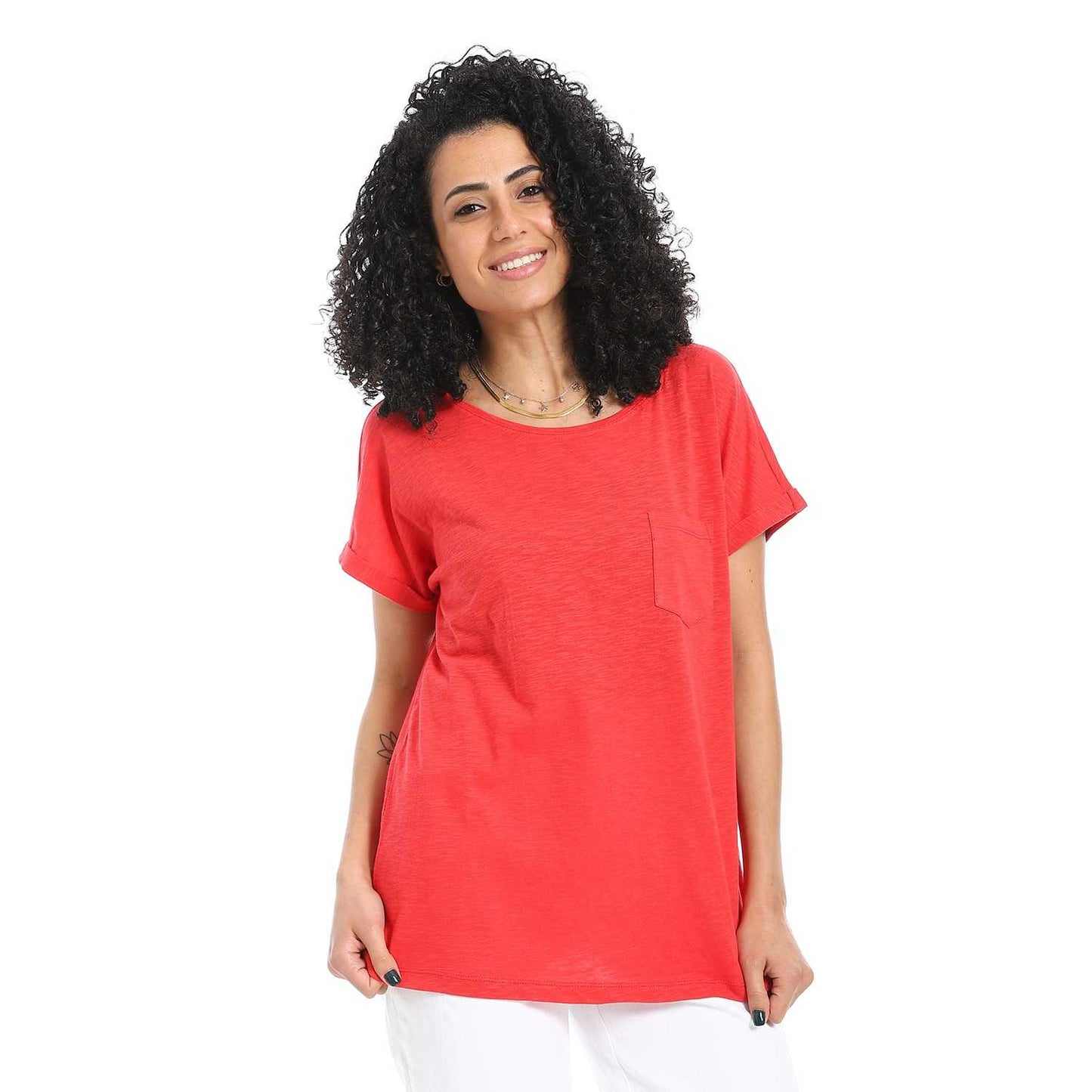 Women's Round Neck Cotton Plain T-Shirt