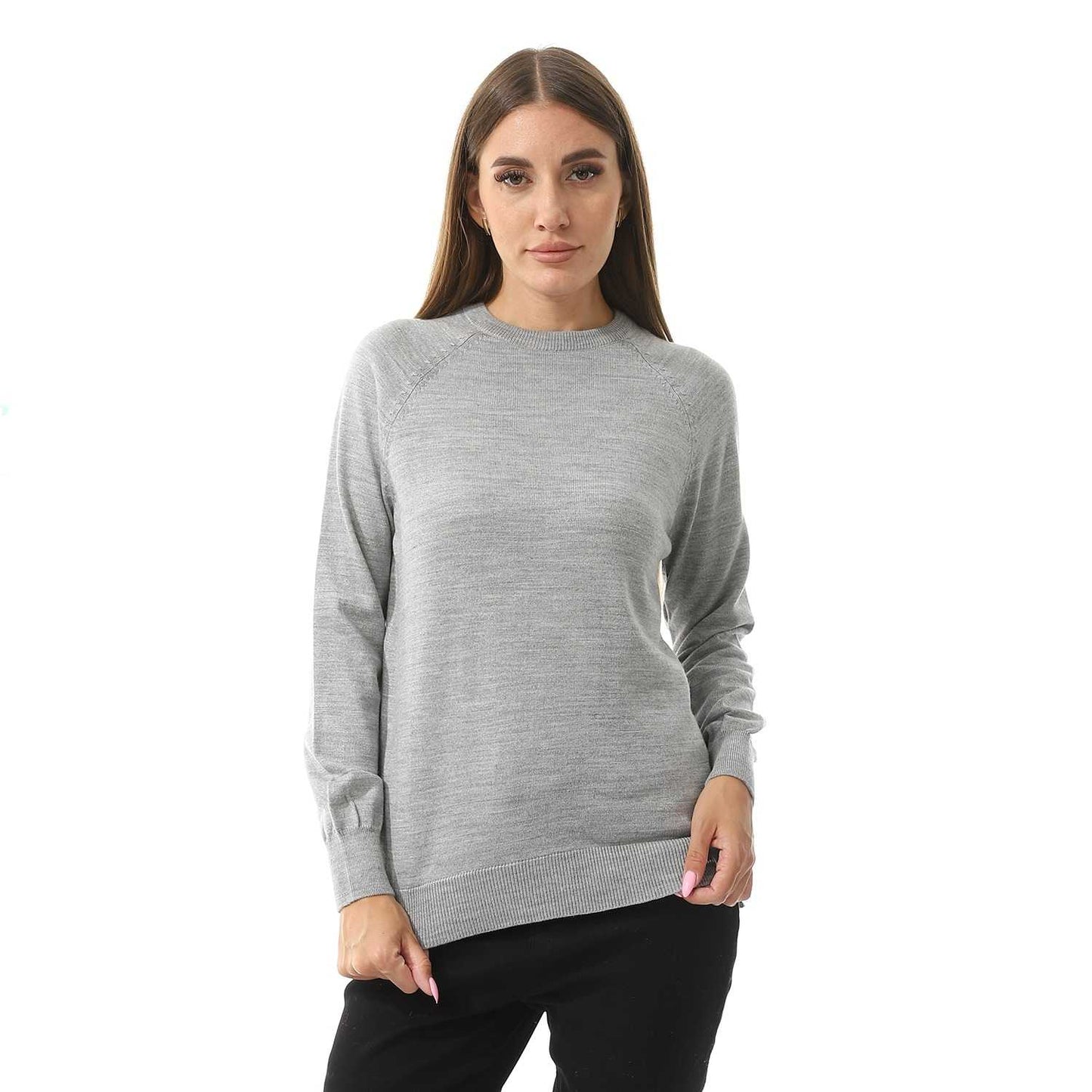 Women's Crew Neck Plain Reglan Pullover