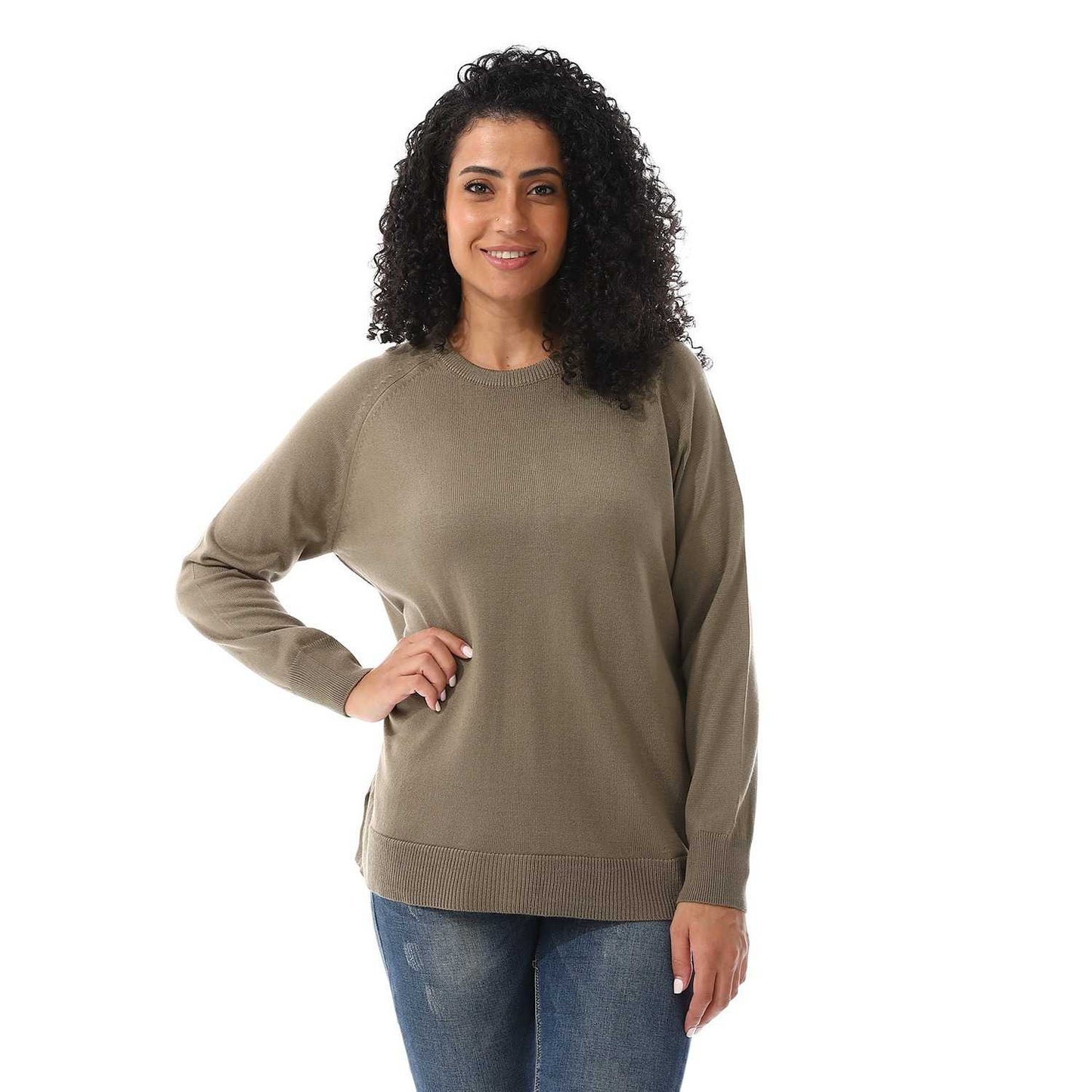 Women's Crew Neck Plain Reglan Pullover