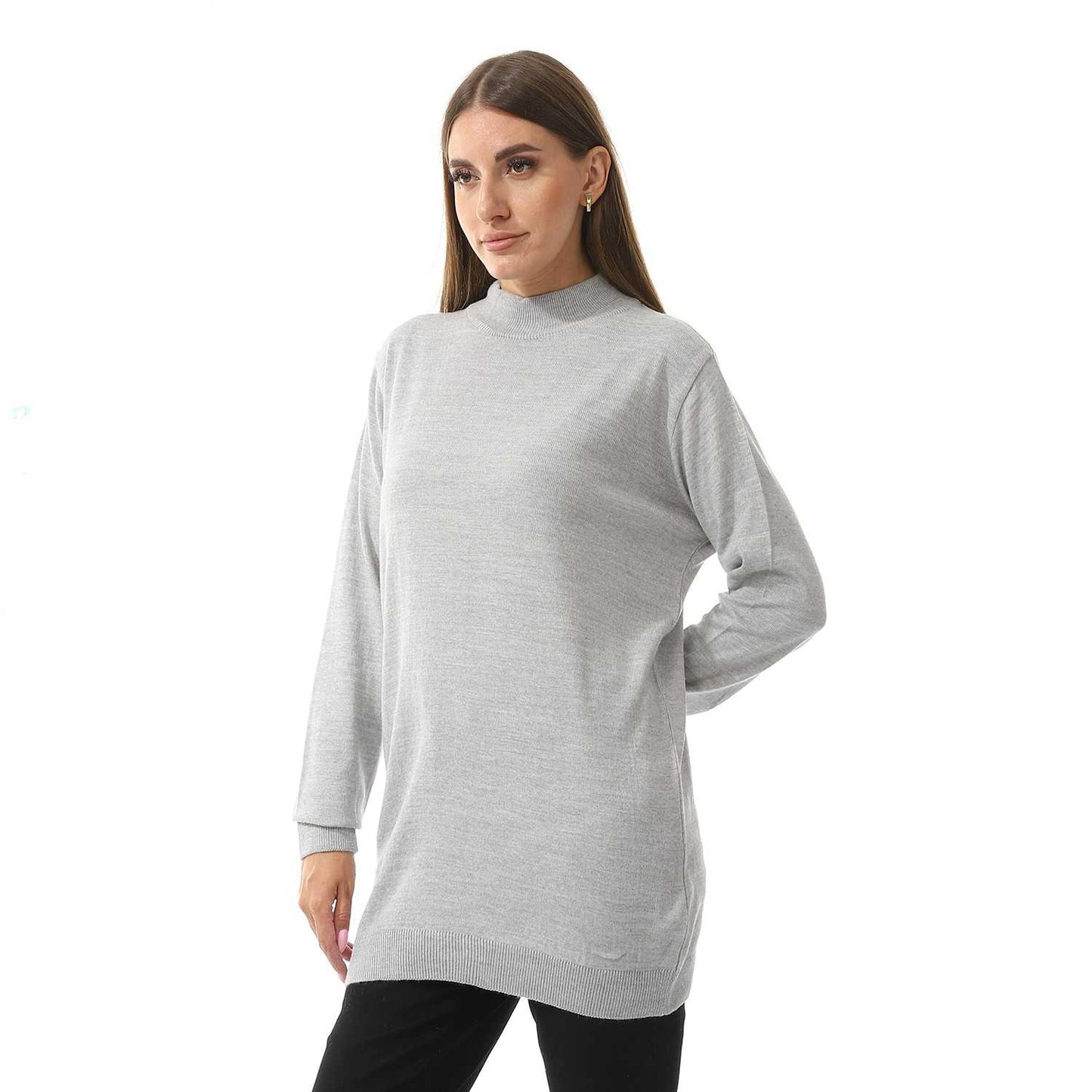 Women's Plain Crop Turtle Neck Pullover