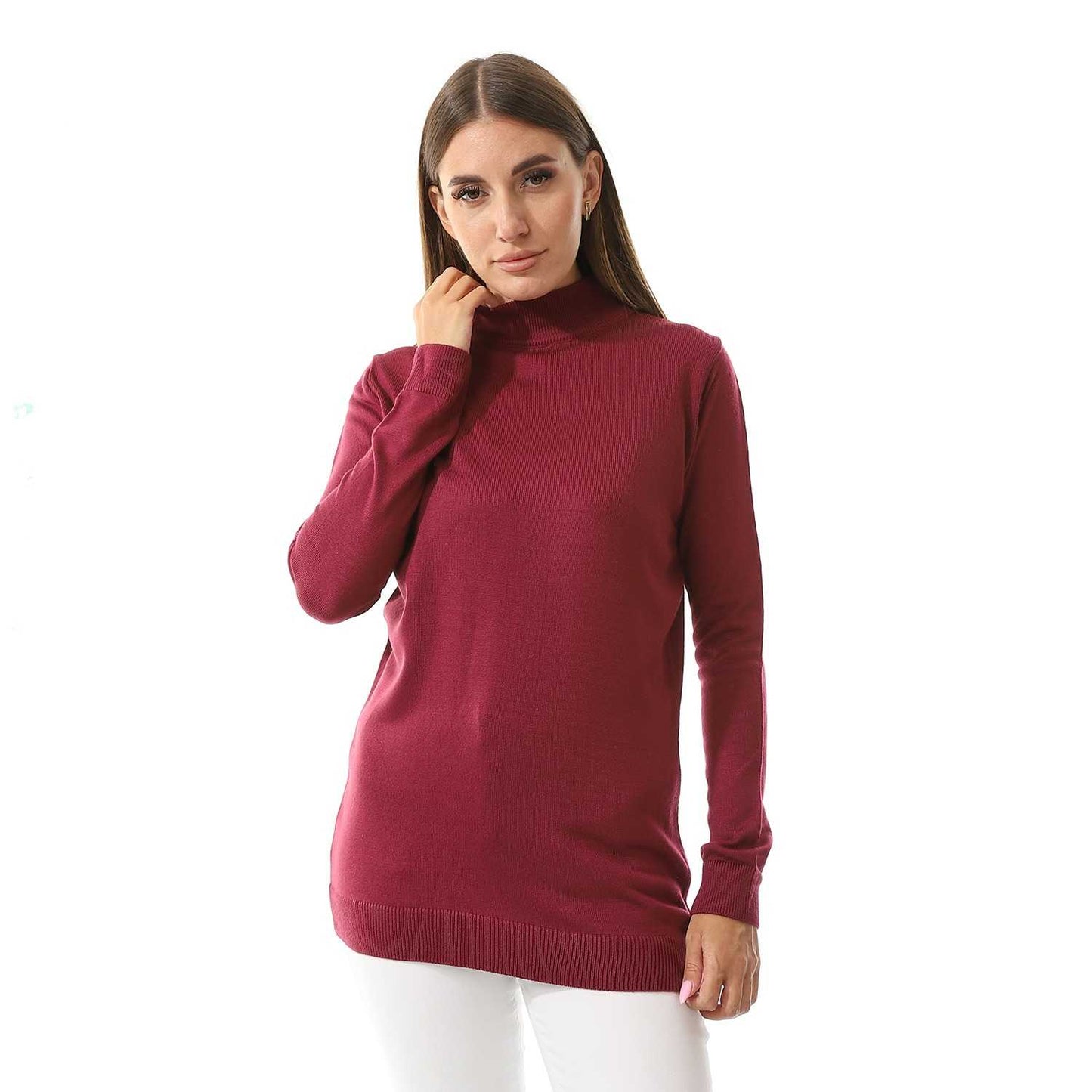 Women's Plain Crop Turtle Neck Pullover