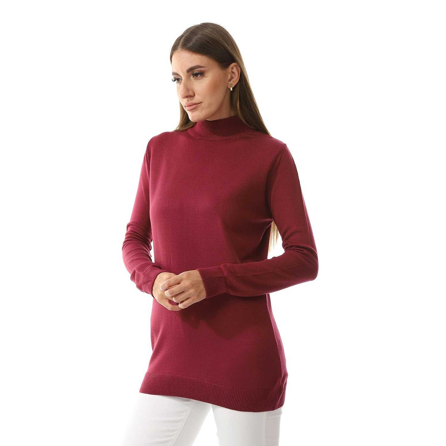 Women's Plain Crop Turtle Neck Pullover