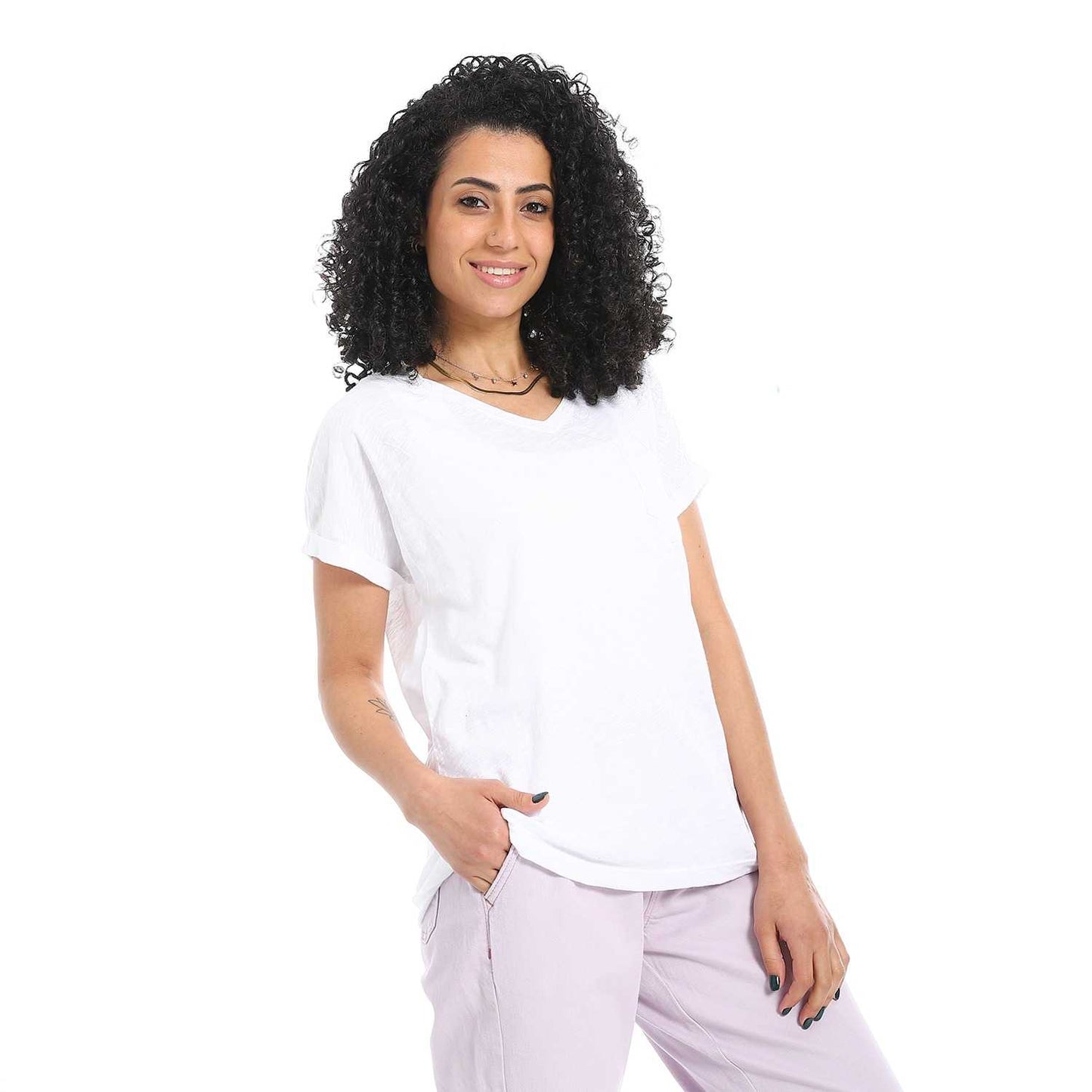 Women's Cotton V Neck Plain T-Shirt