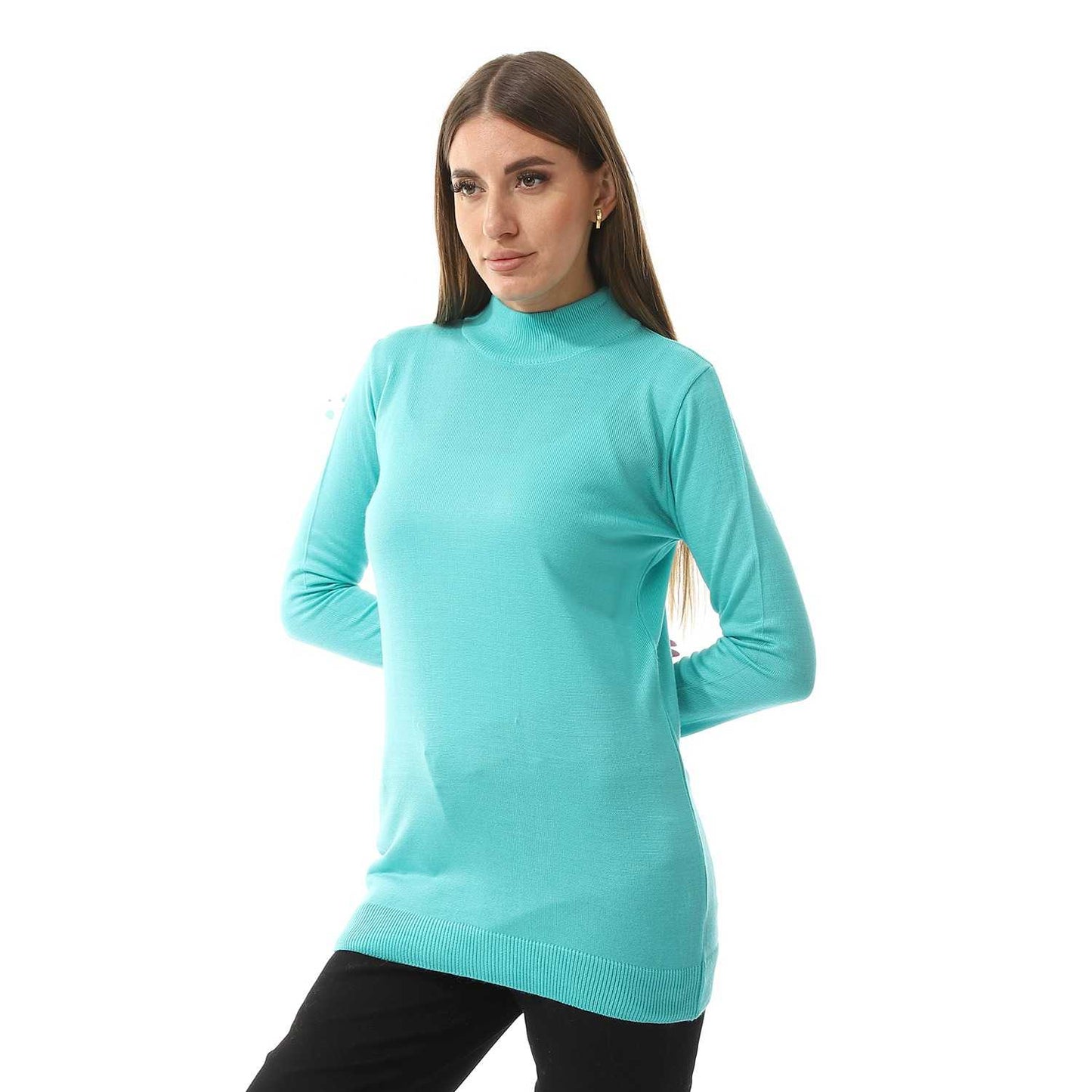 Women's Plain Crop Turtle Neck Pullover