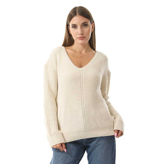 Women's Knited Wide V Neck Pullover